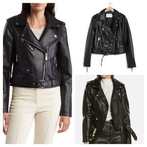 Rebecca Minkoff
Women's Black Faux Leather Moto Jacket size S Black NWT